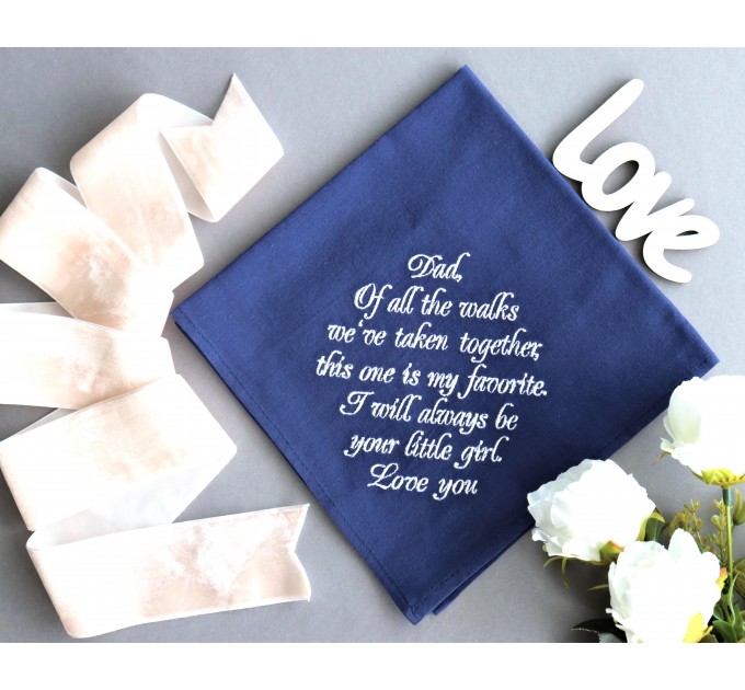 Dad Wedding Handkerchief from Bride  - Father of the Bride Gift on Wedding Day, Dad Hankie