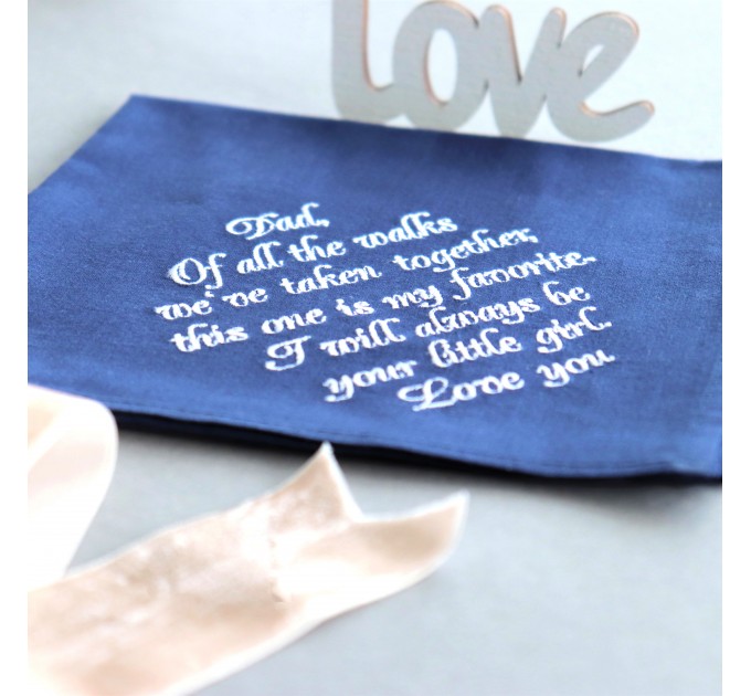 Dad Wedding Handkerchief from Bride  - Father of the Bride Gift on Wedding Day, Dad Hankie