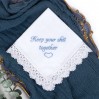 Keep your shit together wedding handkerchief - Embroidered funny wedding gift Bridesmaid hankerchief, Bridal hankie something blue for Bride