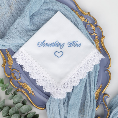 Something Blue for Bride from Maid of Honor Embroidered Bridal Hankerchief Wedding Gift to Bride from Bridesmaid Sister Wedding hankie