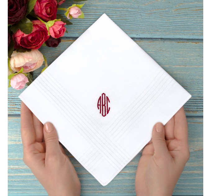 Monogram handkerchief - Custom Embroidered Men's Hankie - Personalized Initial Hankies Dad Hanky Monogrammed Initial - Mens hankerchief