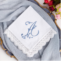 Something Blue Handkerchief, Monogrammed Wedding Bridal Hankerchief, Embroidered Cotton Hanky
