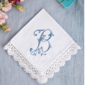Bridal Monogrammed Handkerchief Something blue hankie with initial B