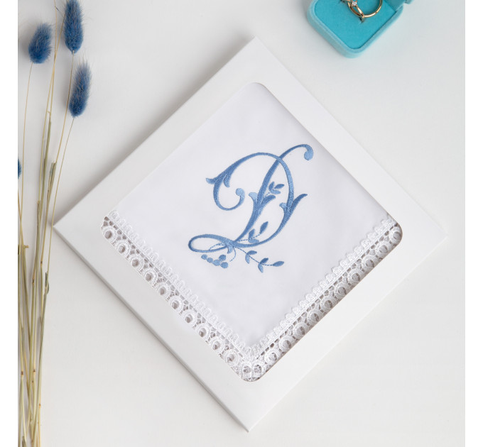 Bridal Monogrammed Handkerchief Something blue hankie with initial G
