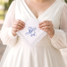 Bridal Monogrammed Handkerchief Something blue hankie with initial H