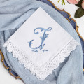Bridal Monogrammed Handkerchief Something blue hankie with initial J