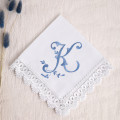 Bridal Monogrammed Handkerchief Something blue hankie with initial K