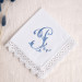 Bridal Monogrammed Handkerchief Something blue hankie with initial K