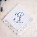 Bridal Monogrammed Handkerchief Something blue hankie with initial P