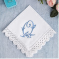 Bridal Monogrammed Handkerchief Something blue hankie with initial Q