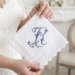Bridal Monogrammed Handkerchief Something blue hankie with initial R
