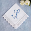 Bridal Monogrammed Handkerchief Something blue hankie with initial S