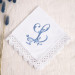 Bridal Monogrammed Handkerchief Something blue hankie with initial W