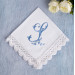 Bridal Monogrammed Handkerchief Something blue hankie with initial W