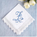 Bridal Monogrammed Handkerchief Something blue hankie with initial Z