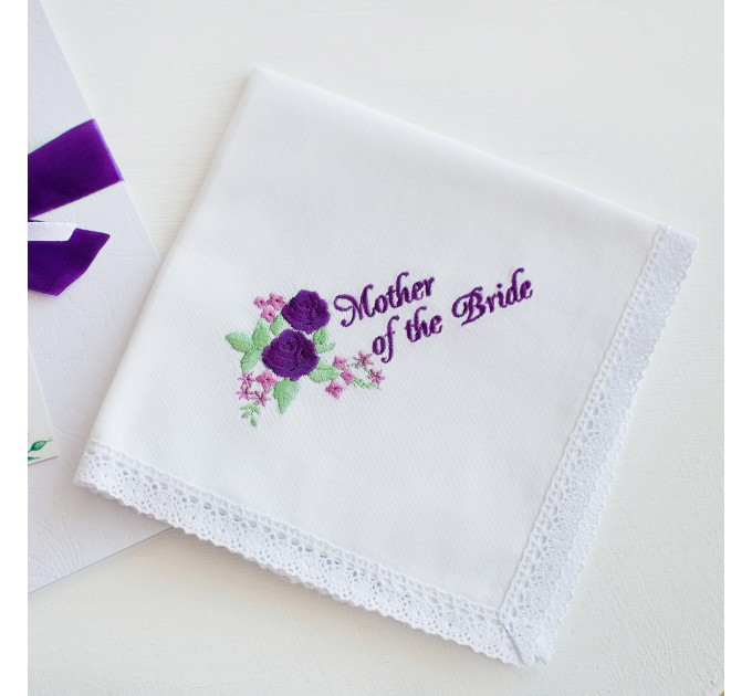 Wedding Handkerchief for Mother of the Bride from Daughter Custom embroidered wedding Spring wedding gifts Best Bridesmaid Maid of Honor