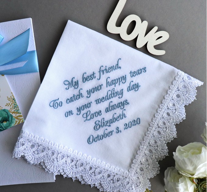 From the Bride to her Matron of Honor Wedding Handkerchief 