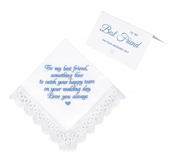 Something Blue for Bride Gift for Bride from Maid of Honor Best Friend Wedding Gift to Bride from Bridesmaid Bridal Handkerchief Blue Hankerchief Bridal Shower Gift New Borrowed Old Embroidered