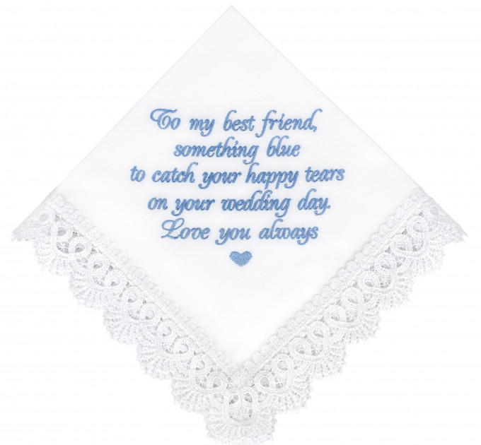 Something Blue for Bride Gift for Bride from Maid of Honor Best Friend Wedding Gift to Bride from Bridesmaid Bridal Handkerchief Blue Hankerchief Bridal Shower Gift New Borrowed Old Embroidered