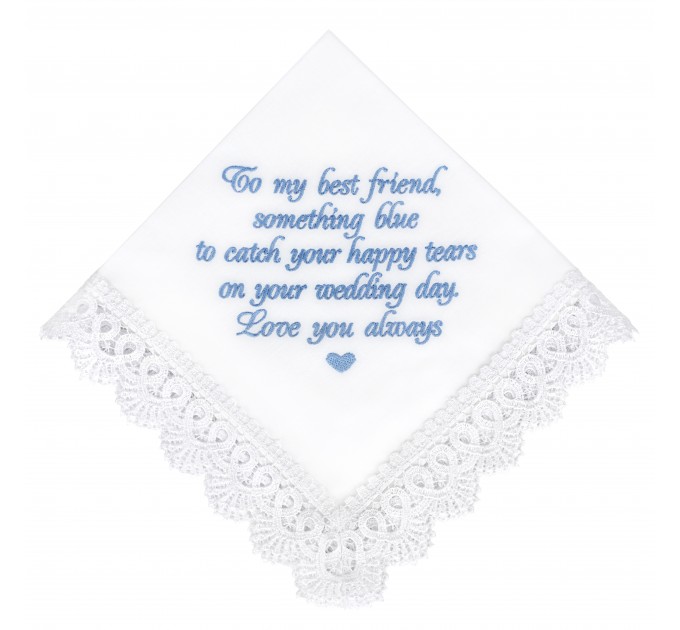 Something Blue for Bride Gift for Bride from Maid of Honor Best Friend Wedding Gift to Bride from Bridesmaid Bridal Handkerchief Blue Hankerchief Bridal Shower Gift New Borrowed Old Embroidered