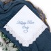 Happy Tears wedding handkerchief, Embroidered Bridal Hankerchief to Bride, Wedding Favour "Happy Tears Only" 