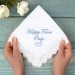 Happy Tears wedding handkerchief, Embroidered Bridal Hankerchief to Bride, Wedding Favour "Happy Tears Only" 