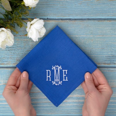 Monogrammed pocket square Monogrammed mens handkerchief