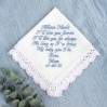 Bridal handkerchief I'll love you forever Bride gift from mom Something blue hanky Daughter wedding gift from Mom heirloom Embroidered