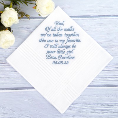 Wedding handkerchief for Father of the Bride, Dad wedding gift, Father of the Bride hankerchief from daughter, mens hankies, hanky, embroider handkerchief, hankerchief wedding personalized, Father of the bride gift