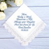 Wedding handkerchief for Mother of the Bride, Mom wedding gift, Mother of the Bride hankerchief from daughter, lace hankies, Ladies hanky, embroider handkerchief, hankerchief wedding personalized, mother of the bride gift