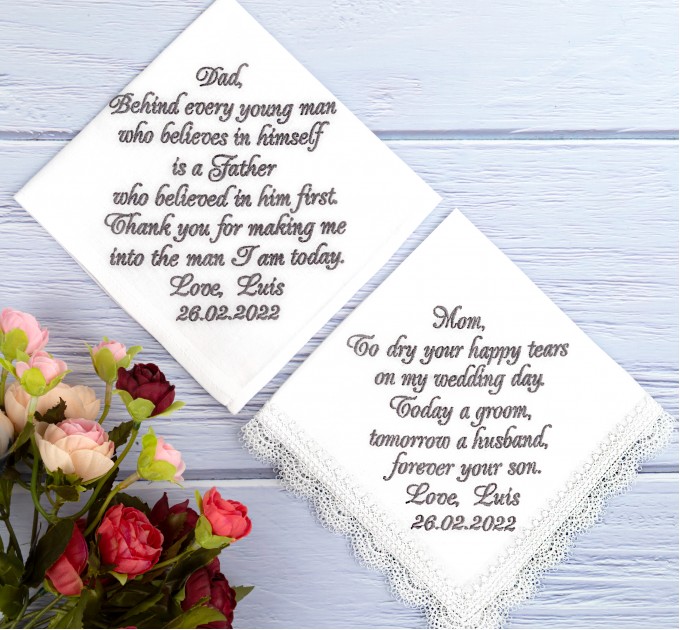 Father of the Groom gift - Gift from Groom to Dad - Daddy gifts ideas - Father wedding handkerchief - Gift ideas for fathers - Dad son gift