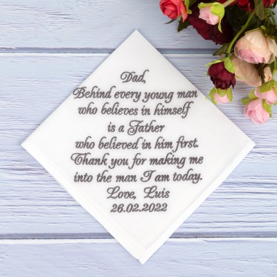 Father of the Groom gift - Gift from Groom to Dad - Daddy gifts ideas - Father wedding handkerchief - Gift ideas for fathers - Dad son gift