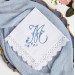 Bridal Monogrammed Handkerchief Something blue hankie with initial F